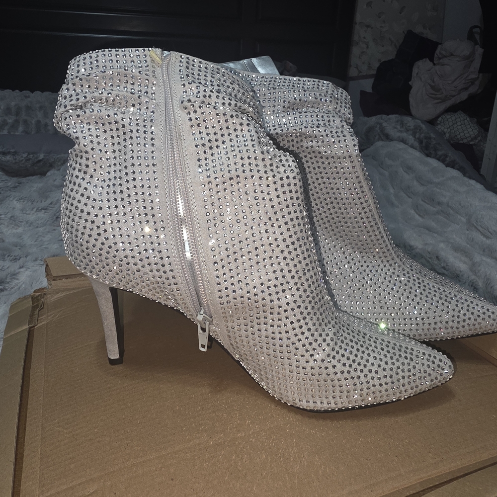 Nine West Glittering Silver Heeled Boots
